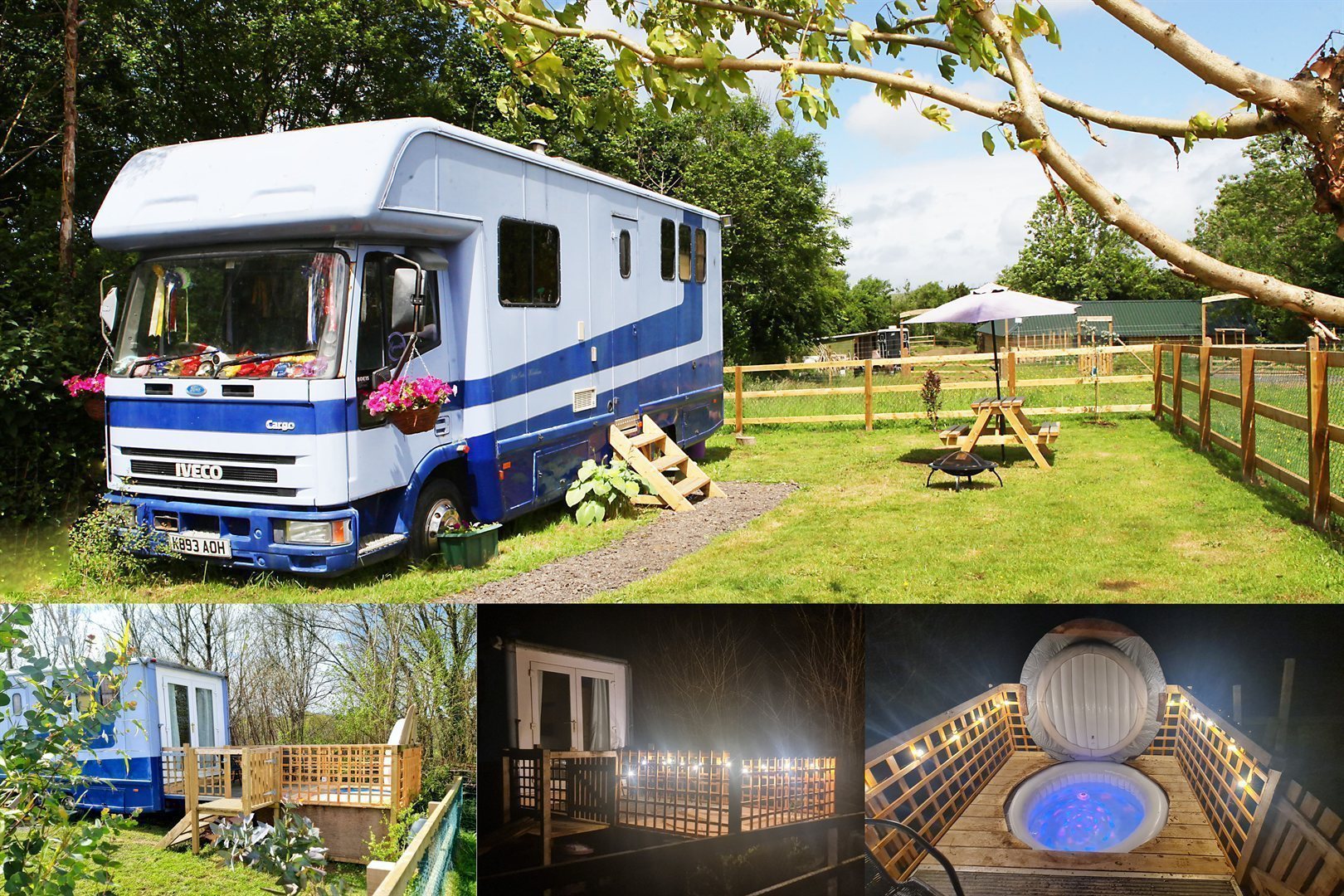 Tarka Trail Horsebox exterior in its fenced garden